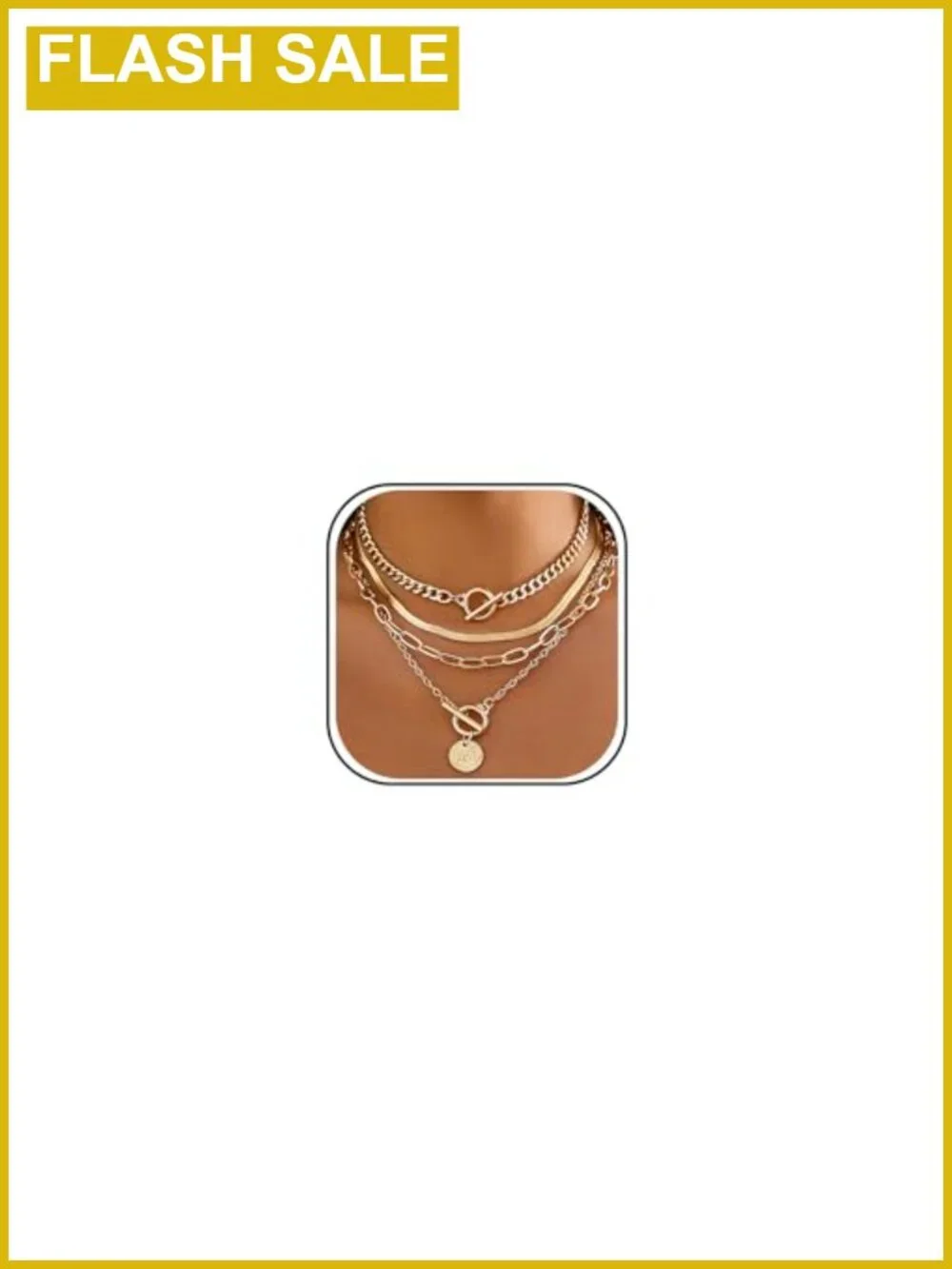 Chunky Gold Layered Necklace Set Vintage Cuban Link Coin Pendant Women